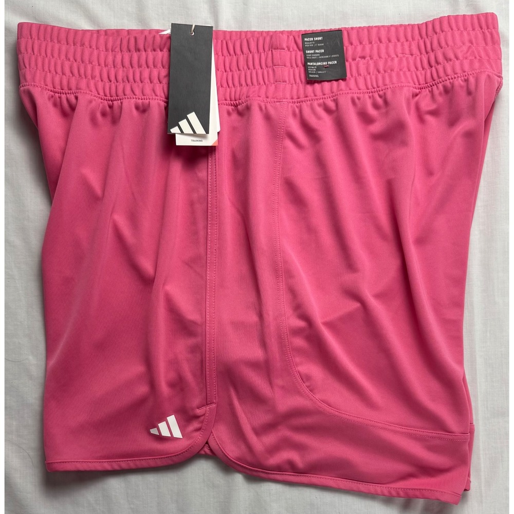 Adidas Pacer Essential High Rise Shorts Pink Fusion Areoready Women 2XL 5 Inseam